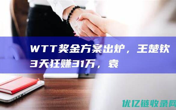 WTT奖金方案出炉，王楚钦3天狂赚31万，袁